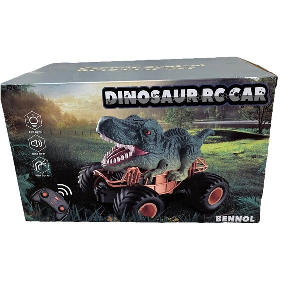 BENNOL DINOSAUR REMOTE CONTROL CAR WITH LIGHTS,ROAR,MIST SPRAY NEW IN BOX - Picture 1 of 7